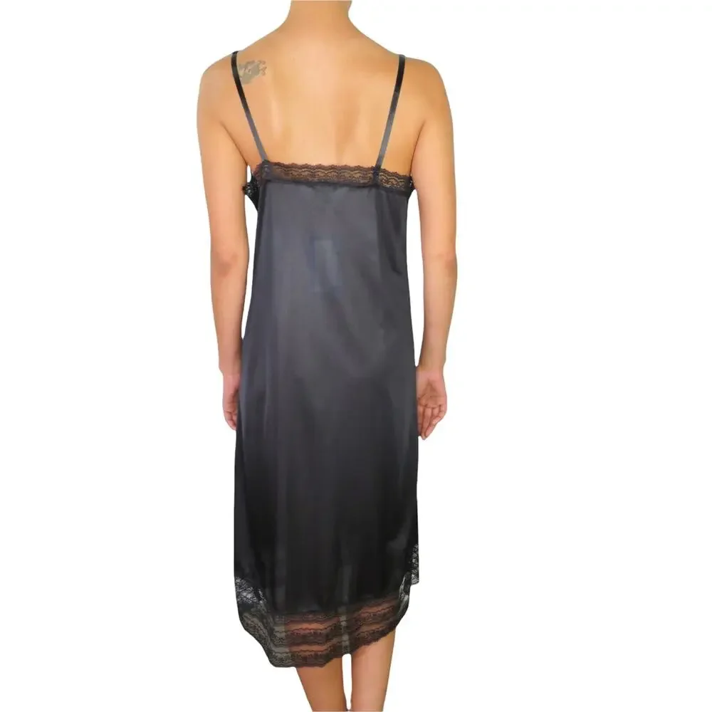 Blair 1980s Vintage Black Lace Slip Lingerie Deadstock NWT Sexy Boudoir Chemise - Picture 3 of 7